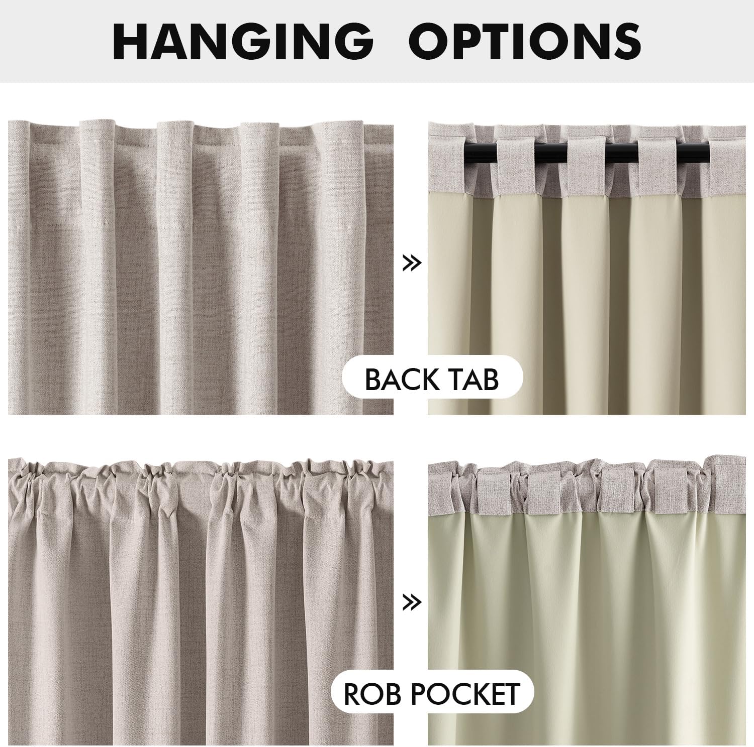MIULEE 100% Blackout Linen Curtains for Bedroom, Ivory Solid Luxury Decor Thermal Insulation Room Darkening Drapes for Living Room Nursery Back Tab Rod Pocket 42 x 84 Inches, 2 Panels
